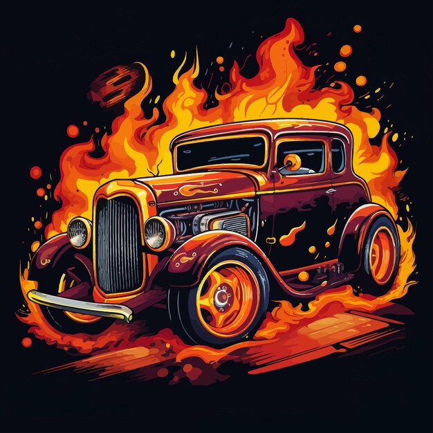 vector illustratie van hot rod met pub spel