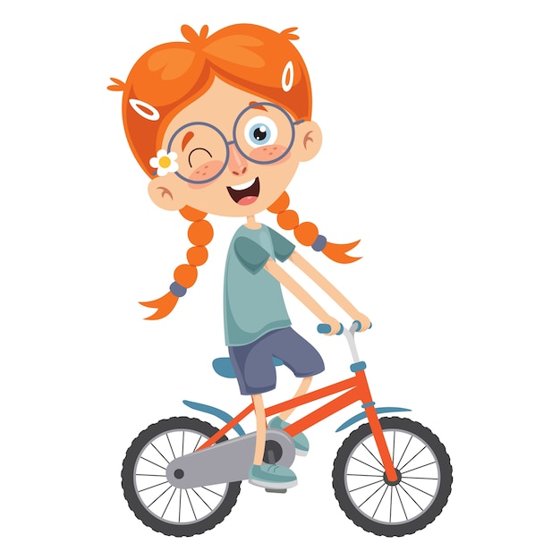 Vector Illustratie Van Kid Riding Bike