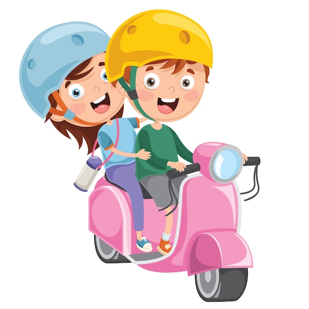 Vector illustratie van kid riding motorcycle