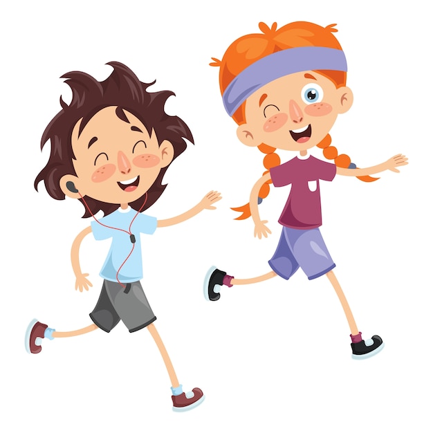 Vector vector illustratie van kid running