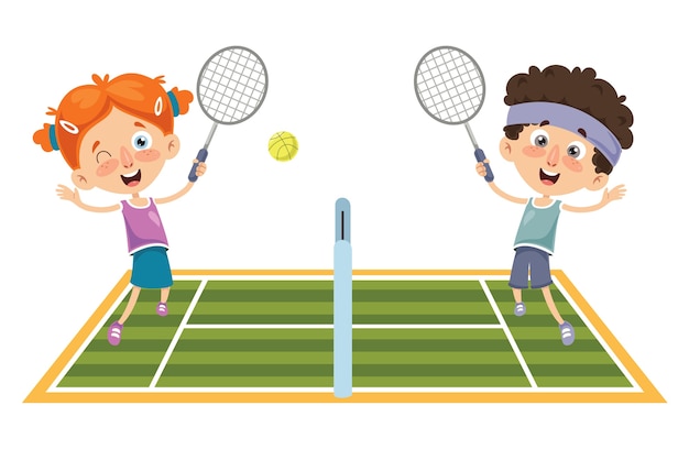 Vector illustratie van kid tennissen