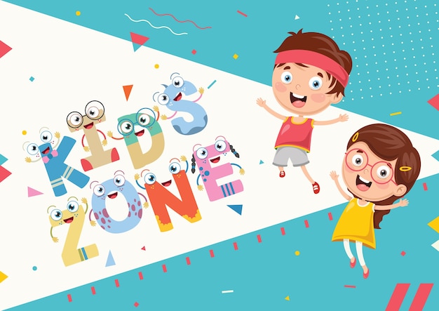 Vector illustratie van kids zone achtergrondontwerp