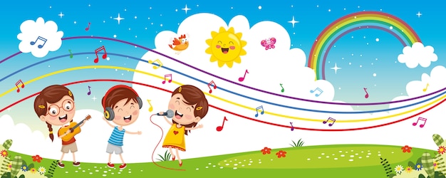 Vector illustratie van kinderen muziek