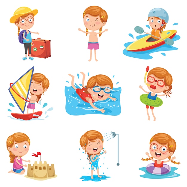 Vector illustratie van meisje op zomervakantie