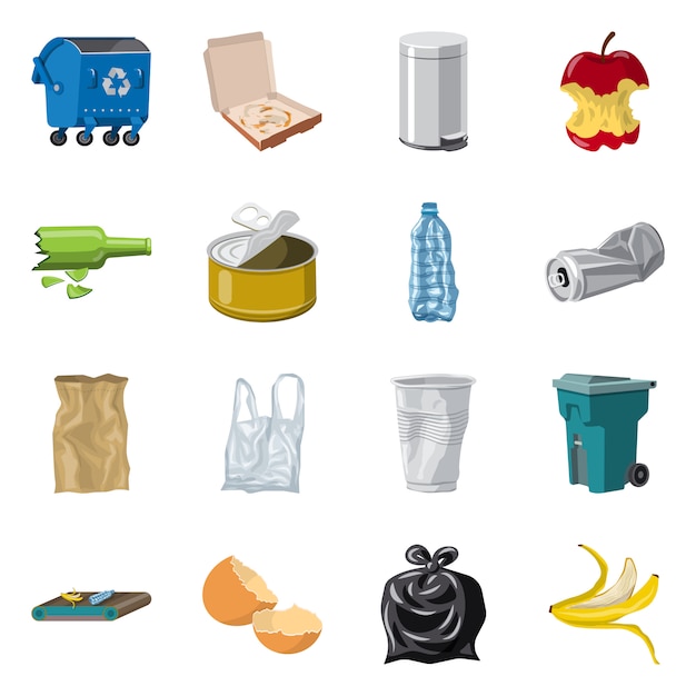 Vector illustratie van milieu en afval symbool. Set van milieu en ecologie set