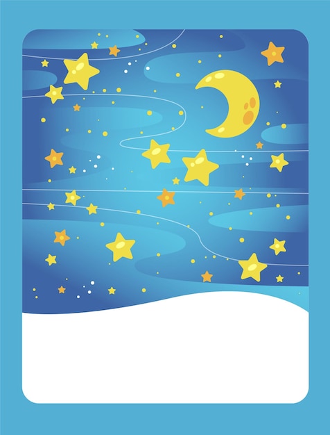 Vector vector illustratie van nachtelijke hemel sterren maan het kan worden gebruikt als speelkaart voor kinderen