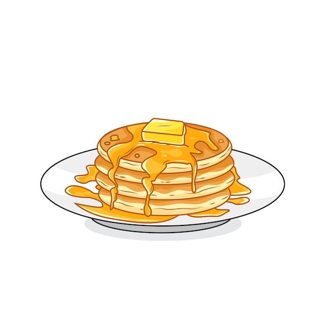 Vector illustratie van pannenkoeken op een wit bord heerlijk dessert