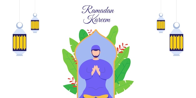 Vector illustratie van Ramadan Kareem wenst groet