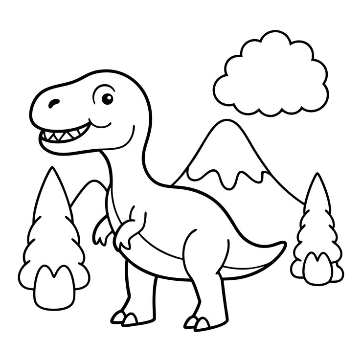 Vector vector illustratie van schattige dinosaurus kleurpagina voor kinderen