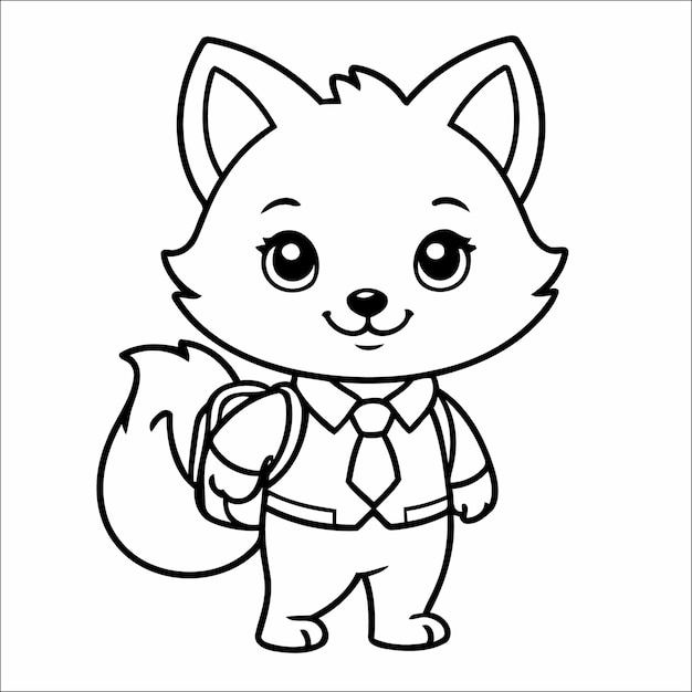 Vector illustratie van schattige Fox kleurplaat voor kinderen