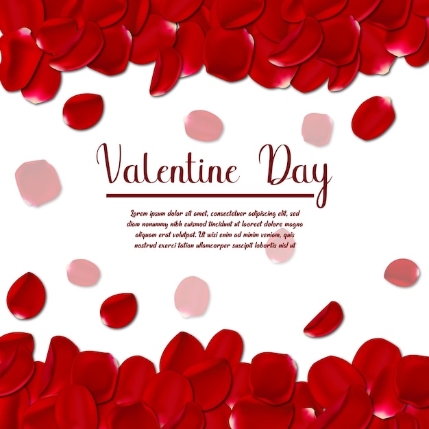 Vector illustratie van Valentijnsdag tekst makkelijk te bewerken tekst met roosblaadjes op achtergrond gelukkig