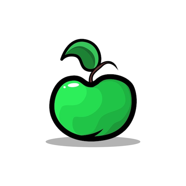 Vector vector illustratie van vers groene appel appel fruit icoon