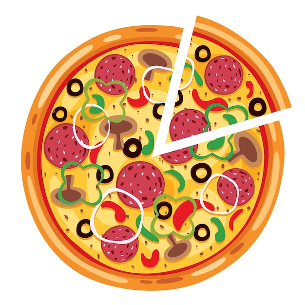 Vector vector illustratie van verse pizza