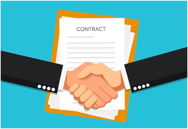Vector illustratie zakenman handdruk contract ondertekening achtergrond voor zaken en financiën ondertekening document