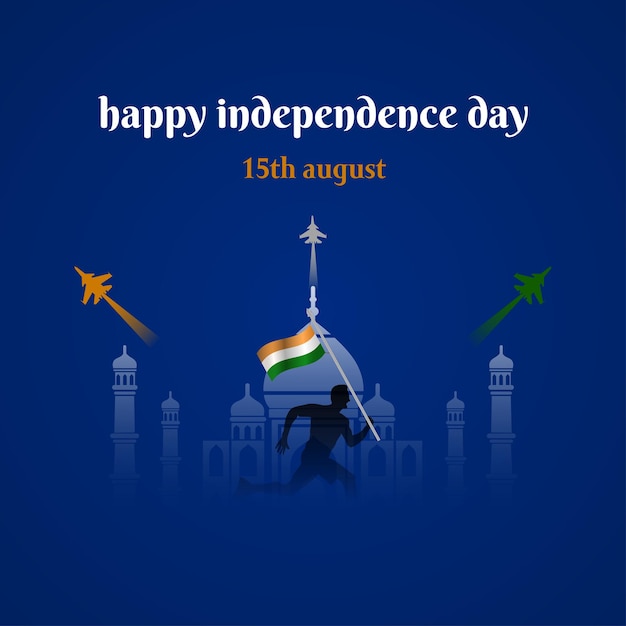 Векторная иллюстрация 15 августа Дня независимости Индии шаблон плаката социальные сети Посты вектор