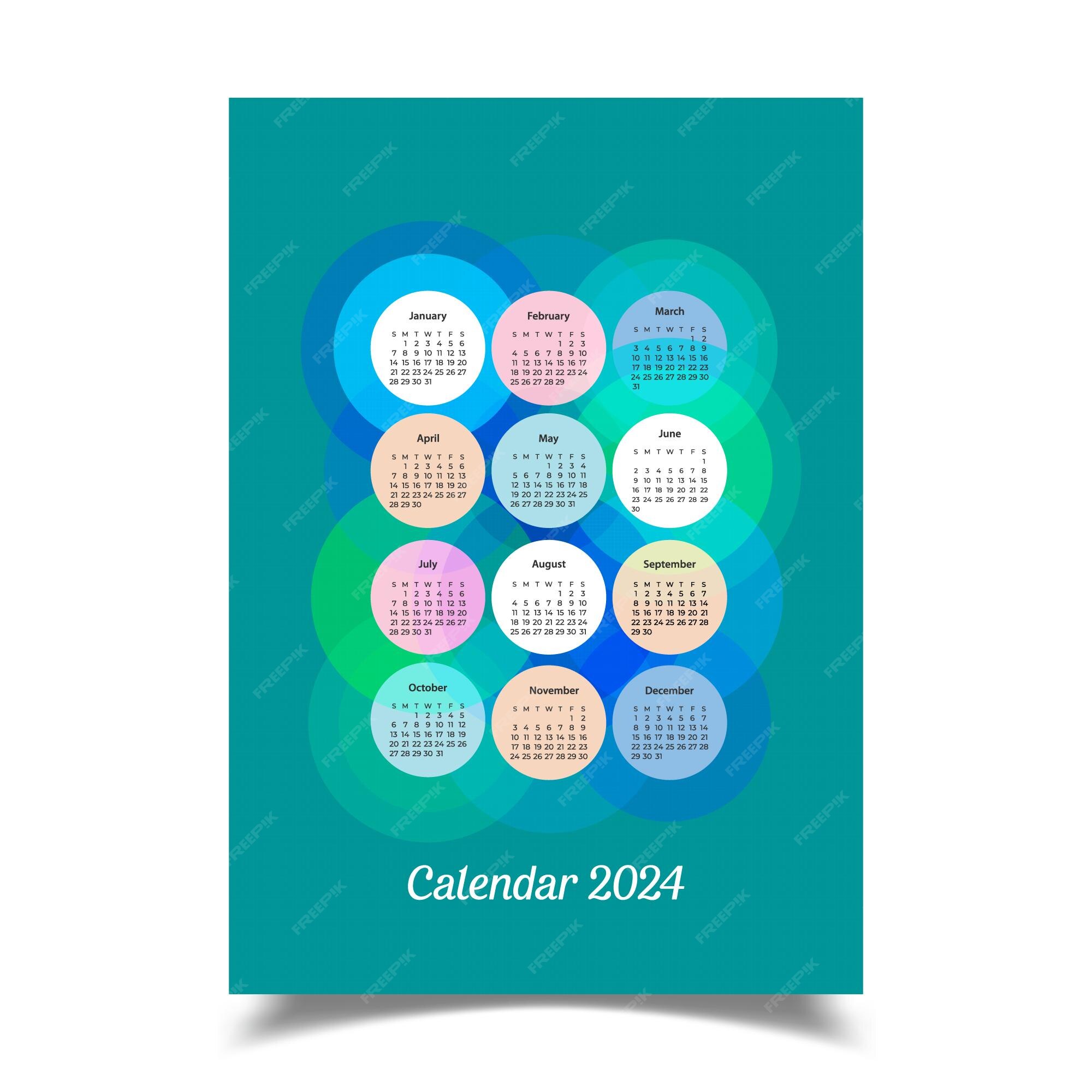 Premium Vector Vector illustration of 2024 calendar design template