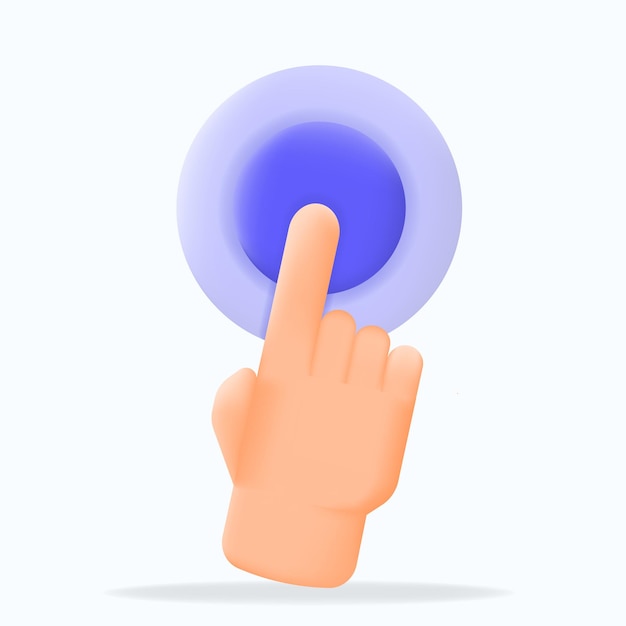 vector illustration 3D hand icon pressing a blue button Ideal for UI UX design app interfaces