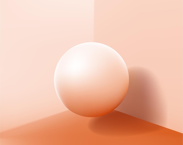 Vector vector illustration of 3d rendered ball in corner of the room