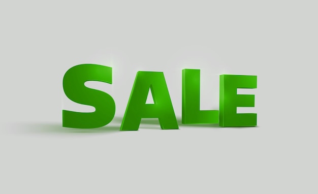 Vector illustration of 3d word SALE in green glossy color