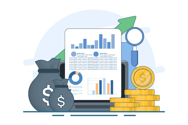 vector illustration about accounting or finance concept or investment growth or income profit