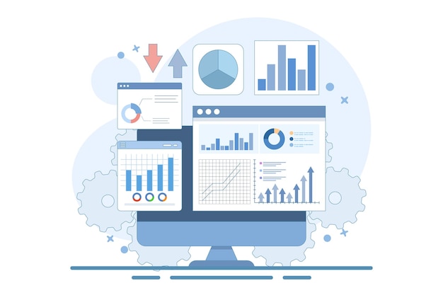 vector illustration about Business Graph Information Report Analysis or Business Data Analysis
