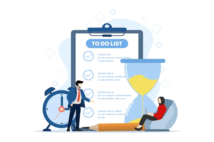 Vector vector illustration about business time management or deadline concept