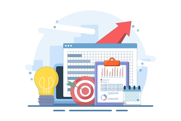 vector illustration about Business vision concept or realizing the companys mission