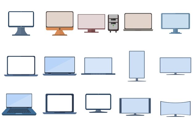 Vector illustration about collection of electronics and devices related icons or computer icons