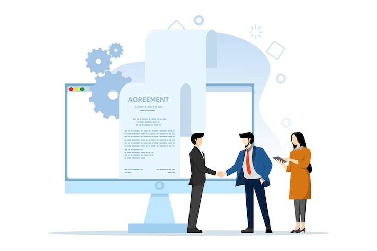 Vector vector illustration about the concept of an agreement or contract in a business agreement