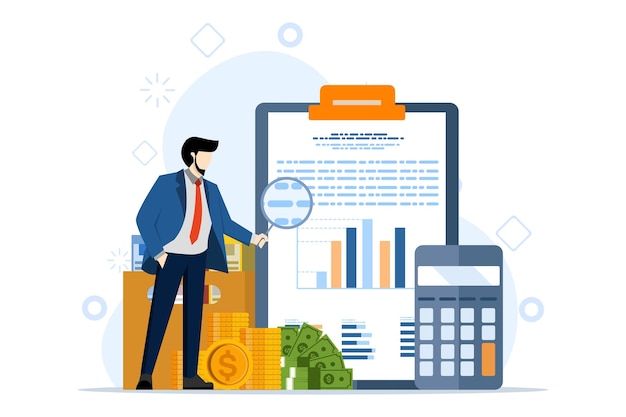 vector illustration about concept of business analysis or research for market growth