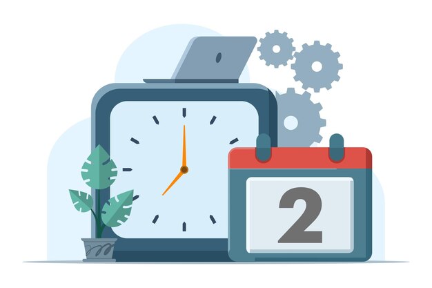 Vector vector illustration about the concept of business time management and deadlines