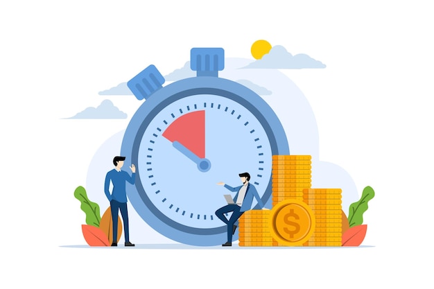 Vector vector illustration about the concept of business time management or time organization efficiency