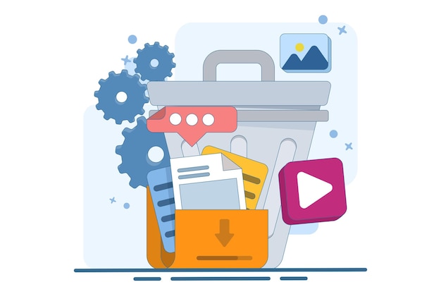 vector illustration about concept of Deleting data and moving unnecessary files to trash