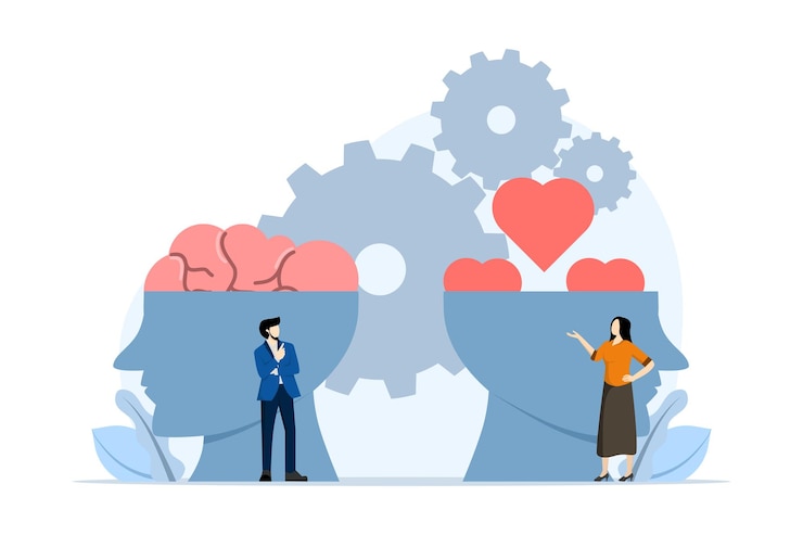 Vector vector illustration about concept of emotional intelligence or exploring personality