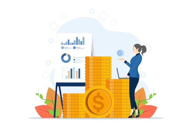 Vector illustration about the concept of financial success with gold investment