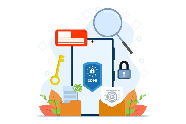 データ保護に関する一般規制 (GDPR) の概念に関するベクトルイラスト