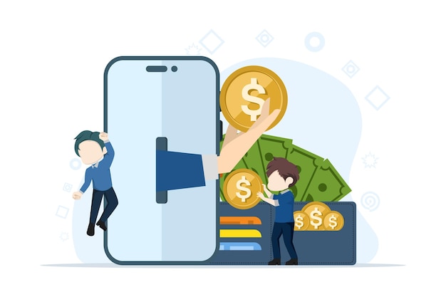 vector illustration about the concept of making money from smartphone or internet