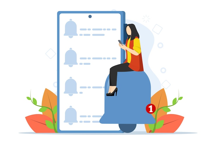 Vector vector illustration about concept of notification of new messages or other notifications
