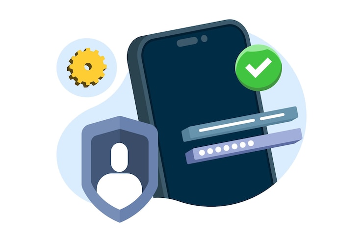 Vector vector illustration about concept of online authentication or strong password for cyber security