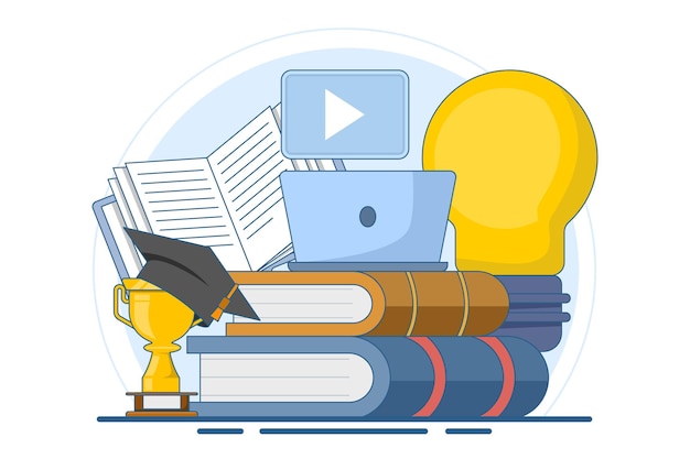 vector illustration about Concept of online education or distance learning