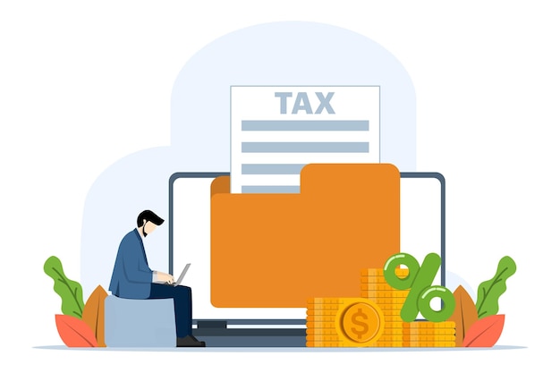 Vector illustration about concept of online tax payment or fill out tax form