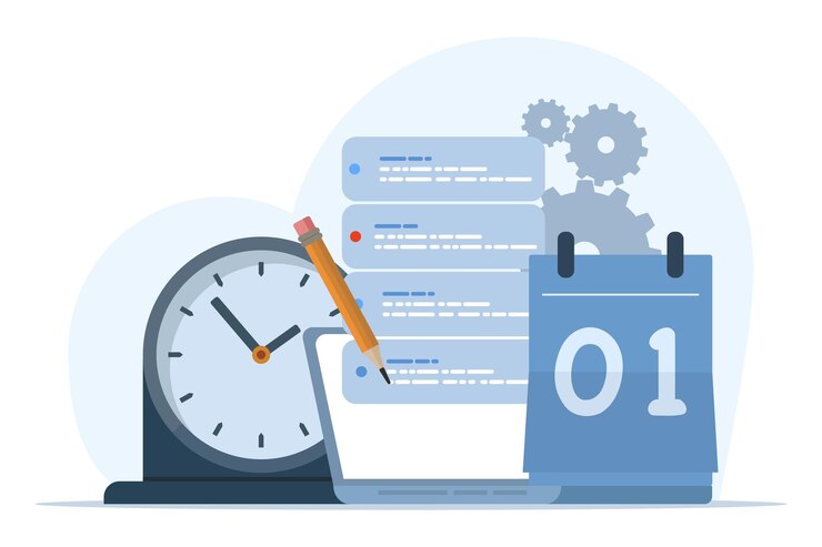 Vector vector illustration about the concept of time schedule or time management or deadlines