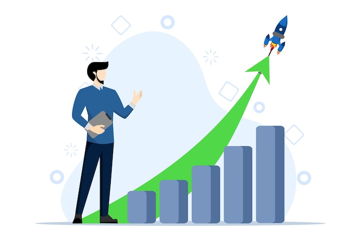 Vector vector illustration about the concept of wealth or income increasing profit increase graph