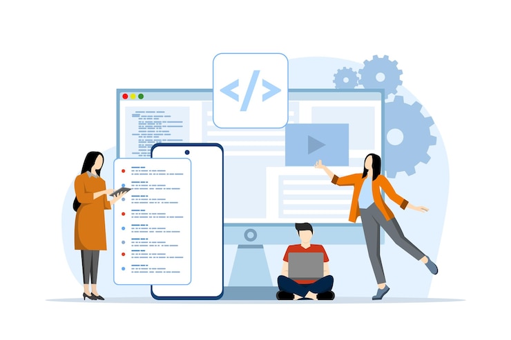 Vector vector illustration about concept of web development or programming language