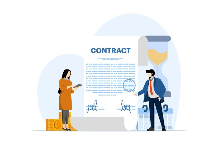 Vector vector illustration about contract agreement with client or business deal