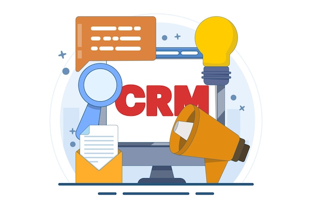 vector illustration about Customer Relationship Management or CRM Concept