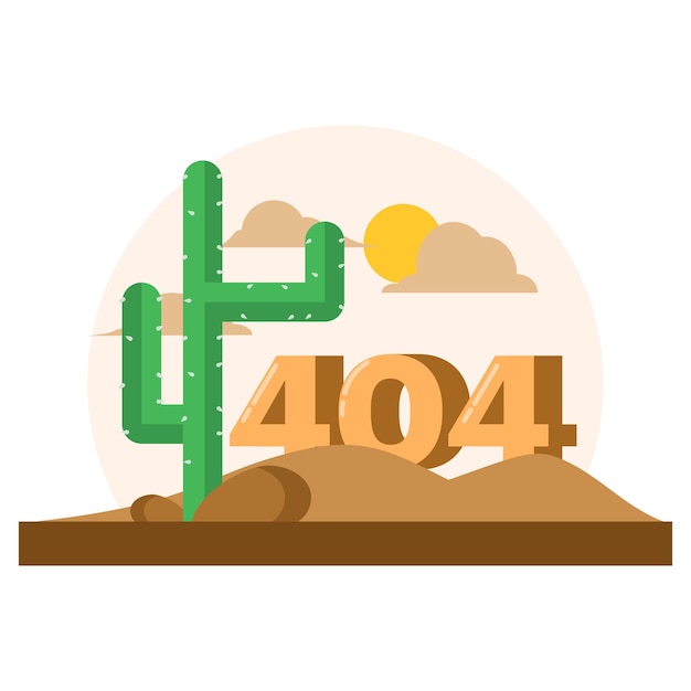 ベクトルイラスト 砂漠の風景のコンセプトと 404 エラーページ