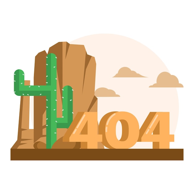 ベクトルイラスト 砂漠の風景のコンセプトと 404 エラーページ