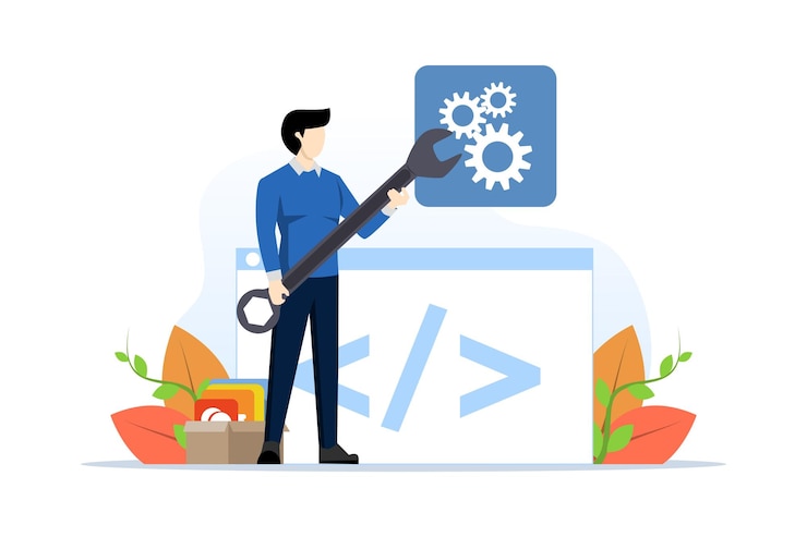 Vector vector illustration about development and programming or application development technology