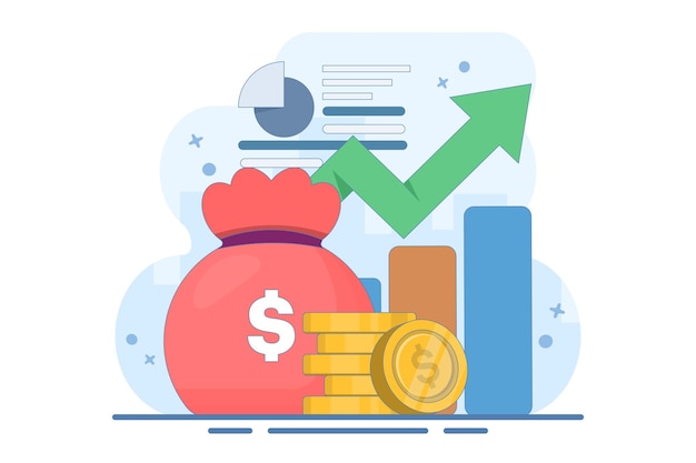vector illustration about growing economy and finance concept or investment profit